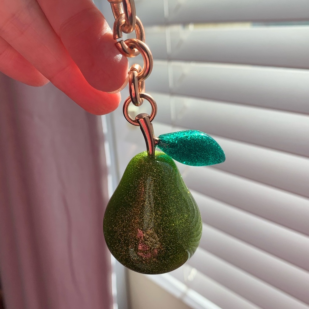 Glittery Pear with Leaf Bag Charm - Picture 6 of 10
